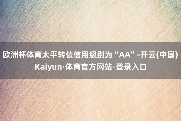 欧洲杯体育太平转债信用级别为“AA”-开云(中国)Kaiyun·体育官方网站-登录入口