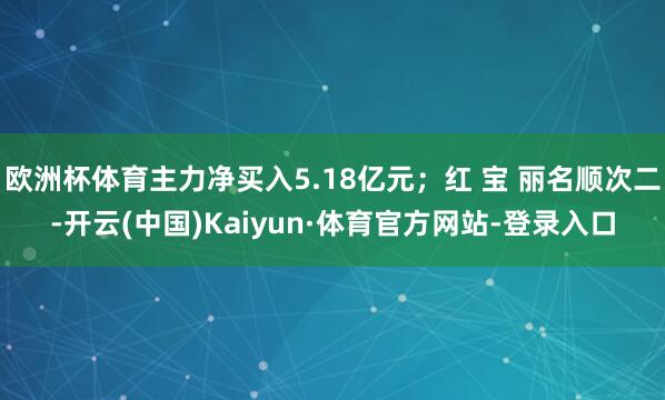 欧洲杯体育主力净买入5.18亿元；红 宝 丽名顺次二-开云(中国)Kaiyun·体育官方网站-登录入口